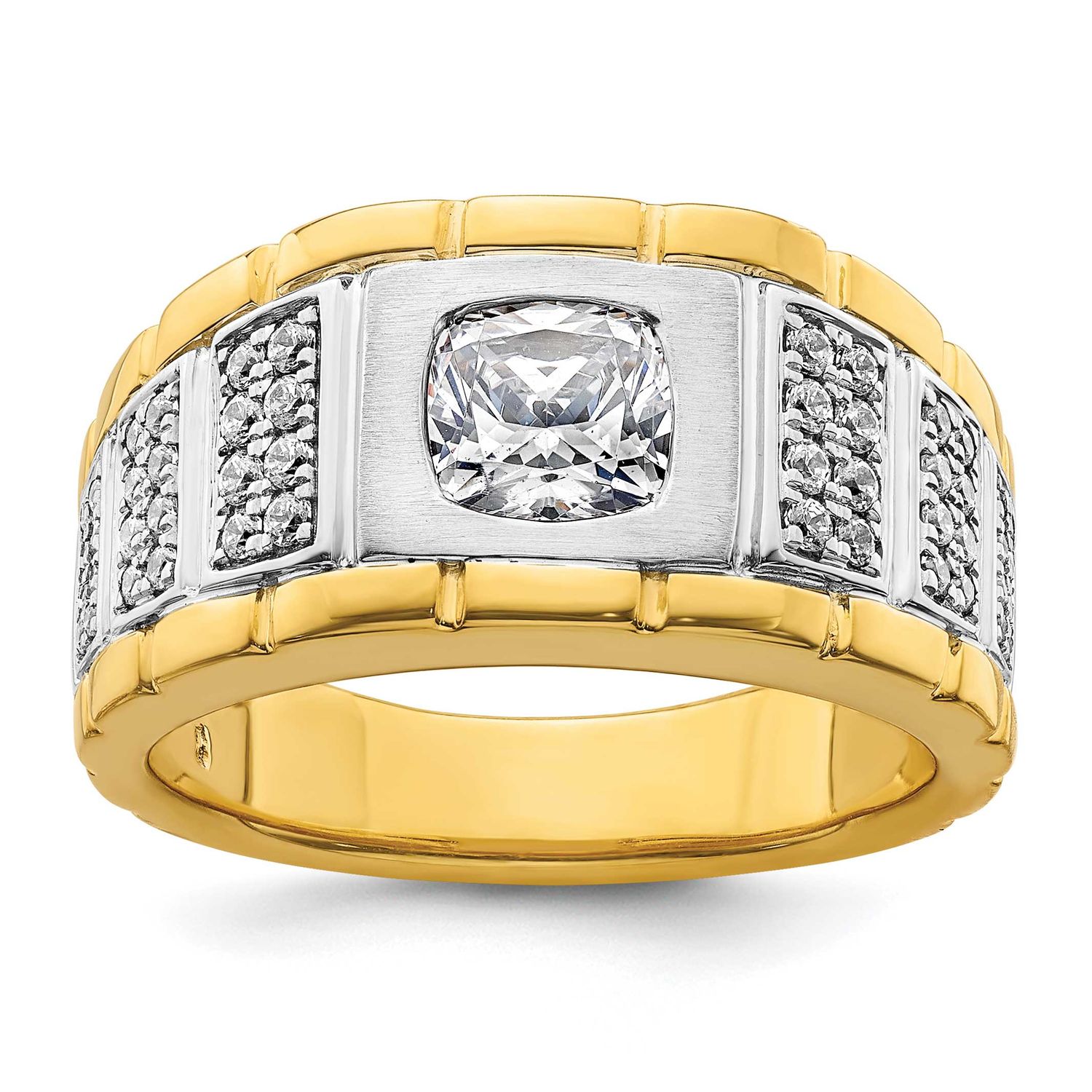 IBGoodman Men&#39;s Polished Semi-mount Lab Grown VS/SI FGH Diamond Ring 14k Two-tone Gold, B220046-4YW