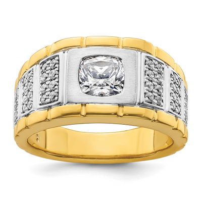 IBGoodman Men&#39;s Polished Semi-mount Lab Grown VS/SI FGH Diamond Ring 14k Two-tone Gold, B220046-4YW