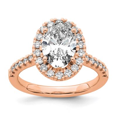 Oval Halo Engagement Lab Grown Diamond VS/SI FGH Semi Mount Ring 14k Gold, RM2058E-200-7RLG,