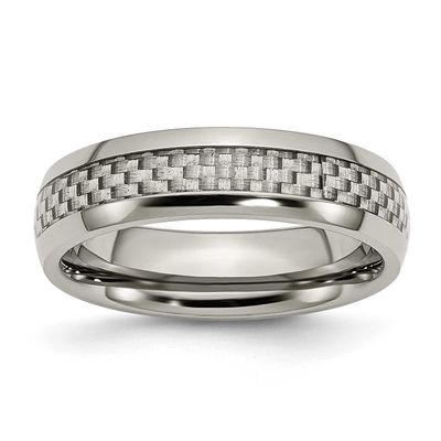 Grey Carbon Fiber Inlay 6mm Band Titanium Polished, TB388-10.5, 886774427911
