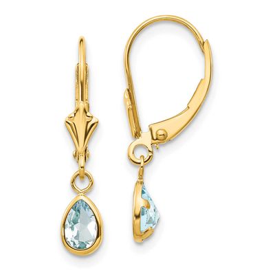 6x4mm March/Aquamarine Earrings 14k Gold, XBE87, 883957336411