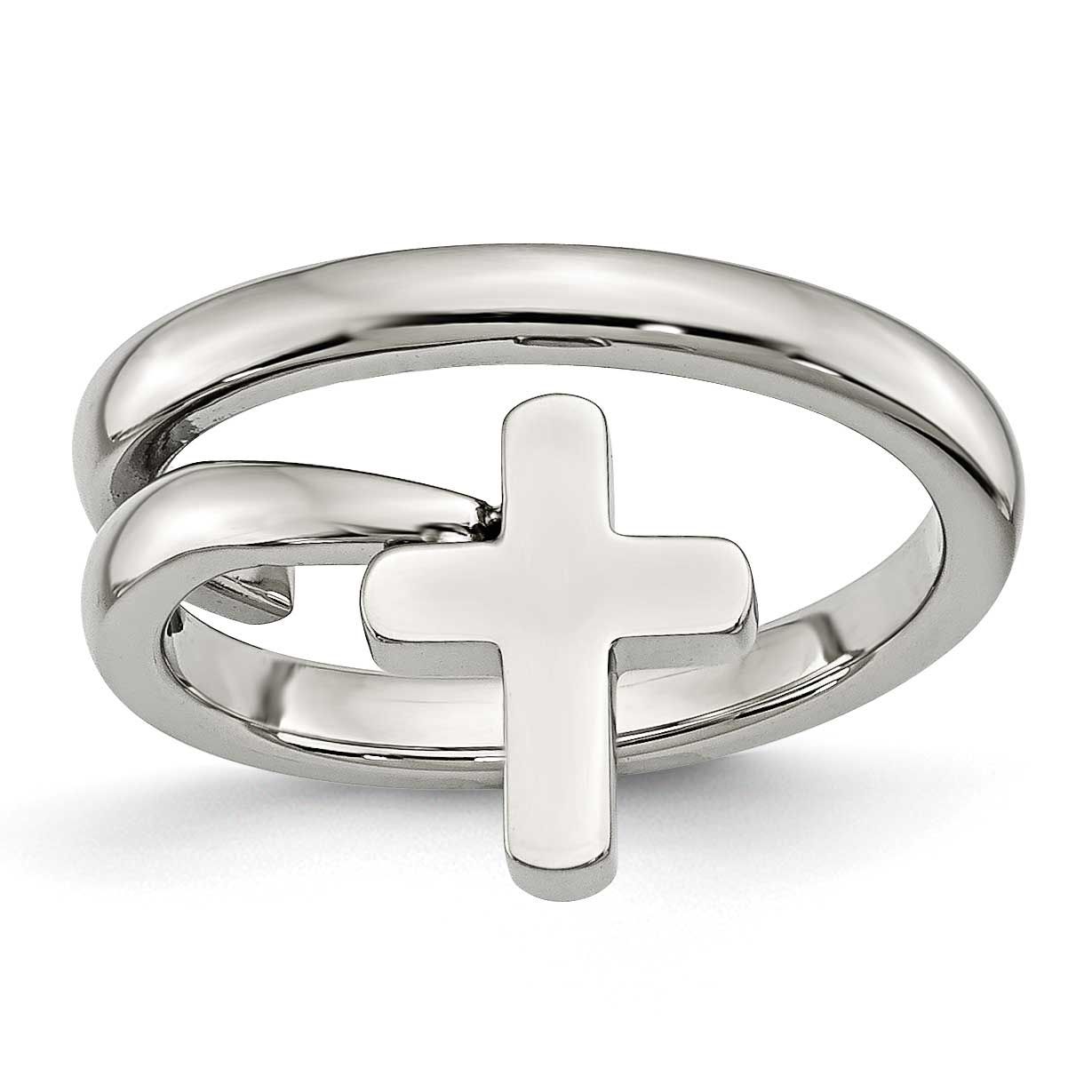 Twisted Cross Ring Stainless Steel Polished, SR297-6, 886774263311