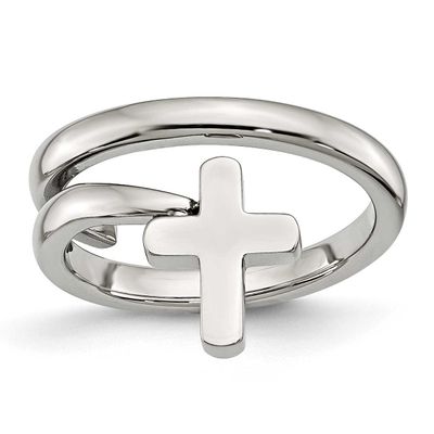 Twisted Cross Ring Stainless Steel Polished, SR297-6, 886774263311