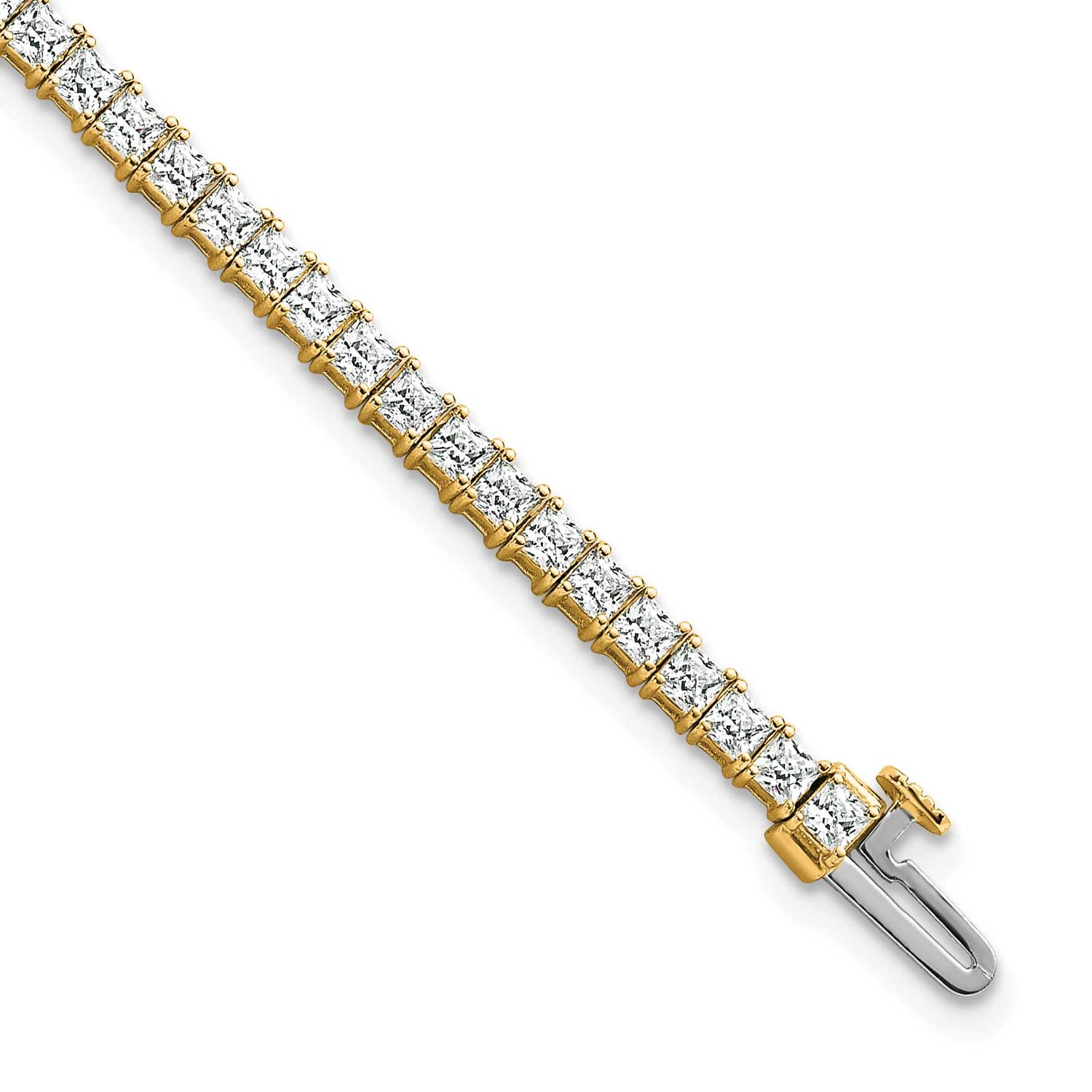 5.025 ctw. Lab Grown Diamond VS/SI FGH Princess Tennis Bracelet 14k Gold, BM10326-LG,