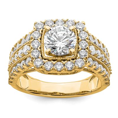 Yellow Lab Grown Diamond VS/SI FGH Semi-mount Engagement Ring 14k Gold, RM8716E-100-YLG,