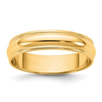 4.5mm Milgrain Half Round Band 10k Gold, 1ML045-12,