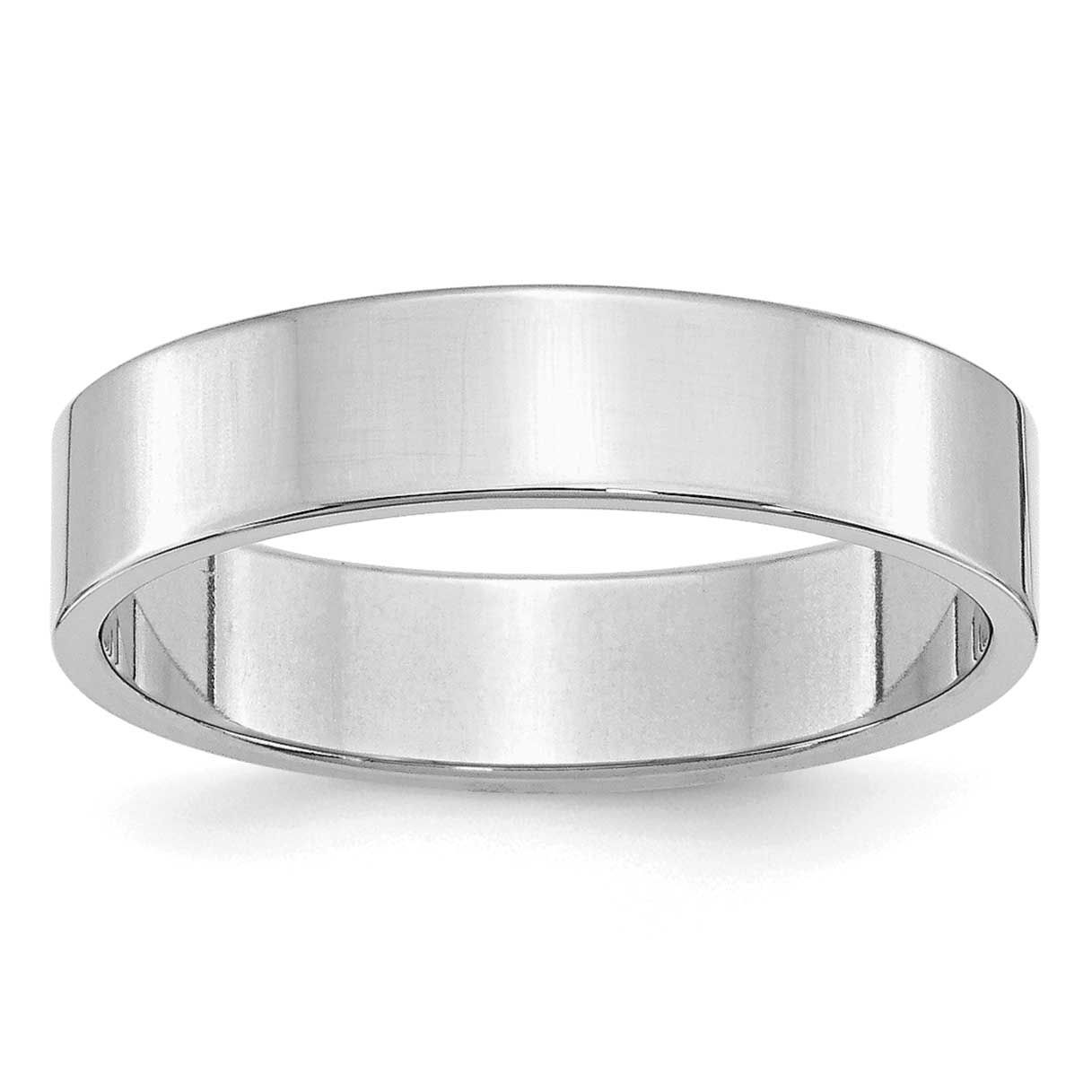 5mm Flat Band Sterling Silver Rhodium-plated, QWFB050RH-10, 883957194431