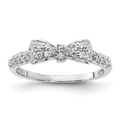 Cheryl M Polished CZ Bow Ring Sterling Silver Rhodium-plated, QCM1948-8,