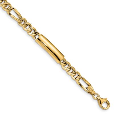 Men&#39;s Polished Fancy Link Bracelet 14k Gold, LF1383-8.5, 191101978951