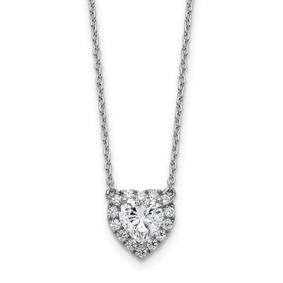 Lab Grown Diamond VS/SI FGH Heart Halo Necklace 14k White Gold, PM10467-120-WLG,