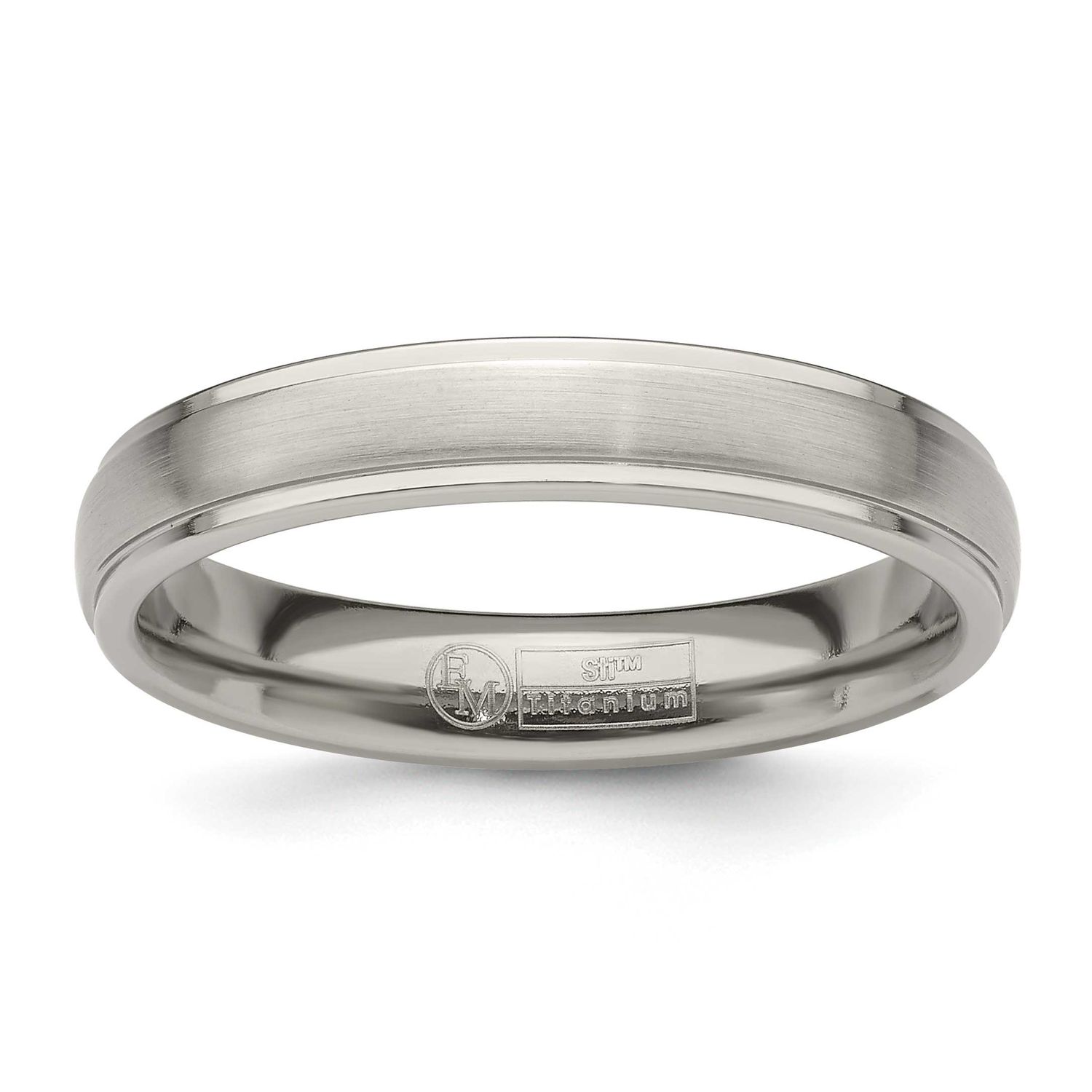 Edward Mirell Polished Step Edge 4mm Band Titanium Brushed, EMR148-4MM-9.5,