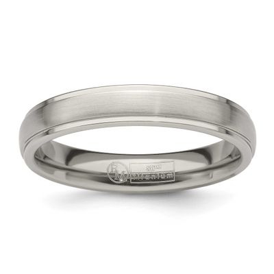 Edward Mirell Polished Step Edge 4mm Band Titanium Brushed, EMR148-4MM-9.5,