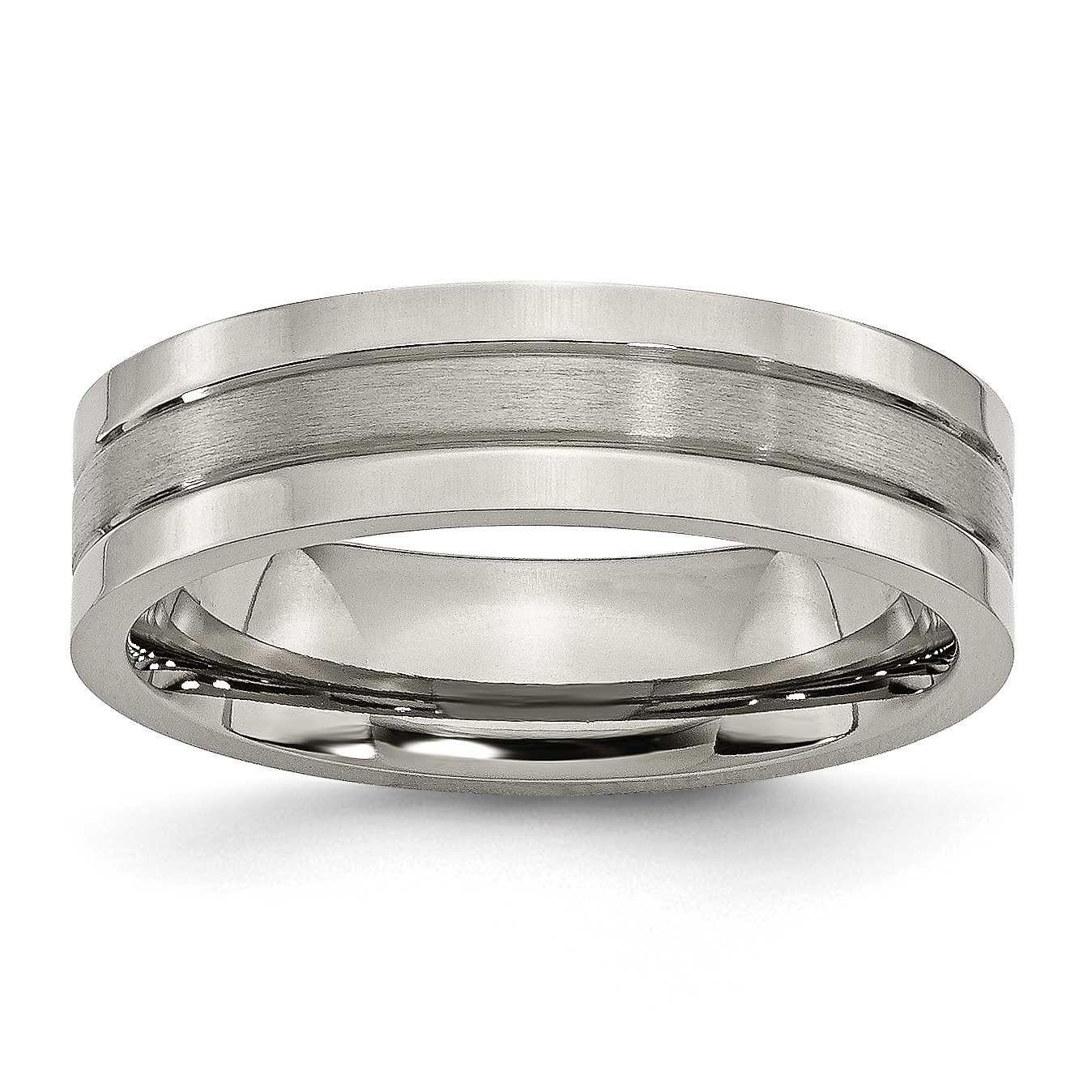 6mm Grooved Band Titanium Brushed and Polished, TB188-5, 886774427409
