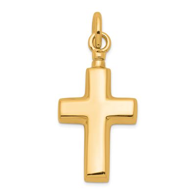 Gold-tone Polished Cross Ash Holder Pendant Sterling Silver, QC8399GP,