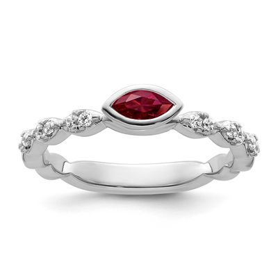 Created Ruby and Diamond Ring 14k White Gold, SK2125-6, 196904275405