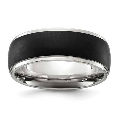 Brushed Black IP-plated Center 8mm Band Titanium Polished, TB554-8, 196904295168