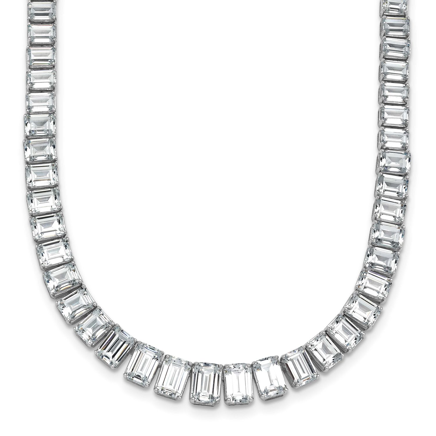 Cert. Lab Grown VS/SI FGH Diamond Emerald Graduated Tennis Necklace 14k White Gold, PM10452C-WLG-18,