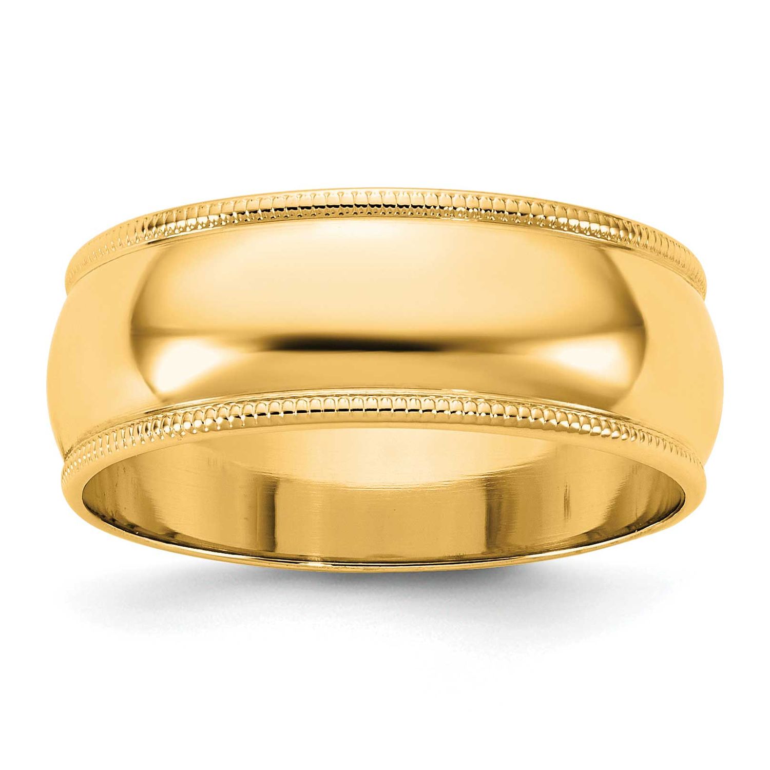 7mm Milgrain Half Round Band 10k Gold, 1ML070-13,