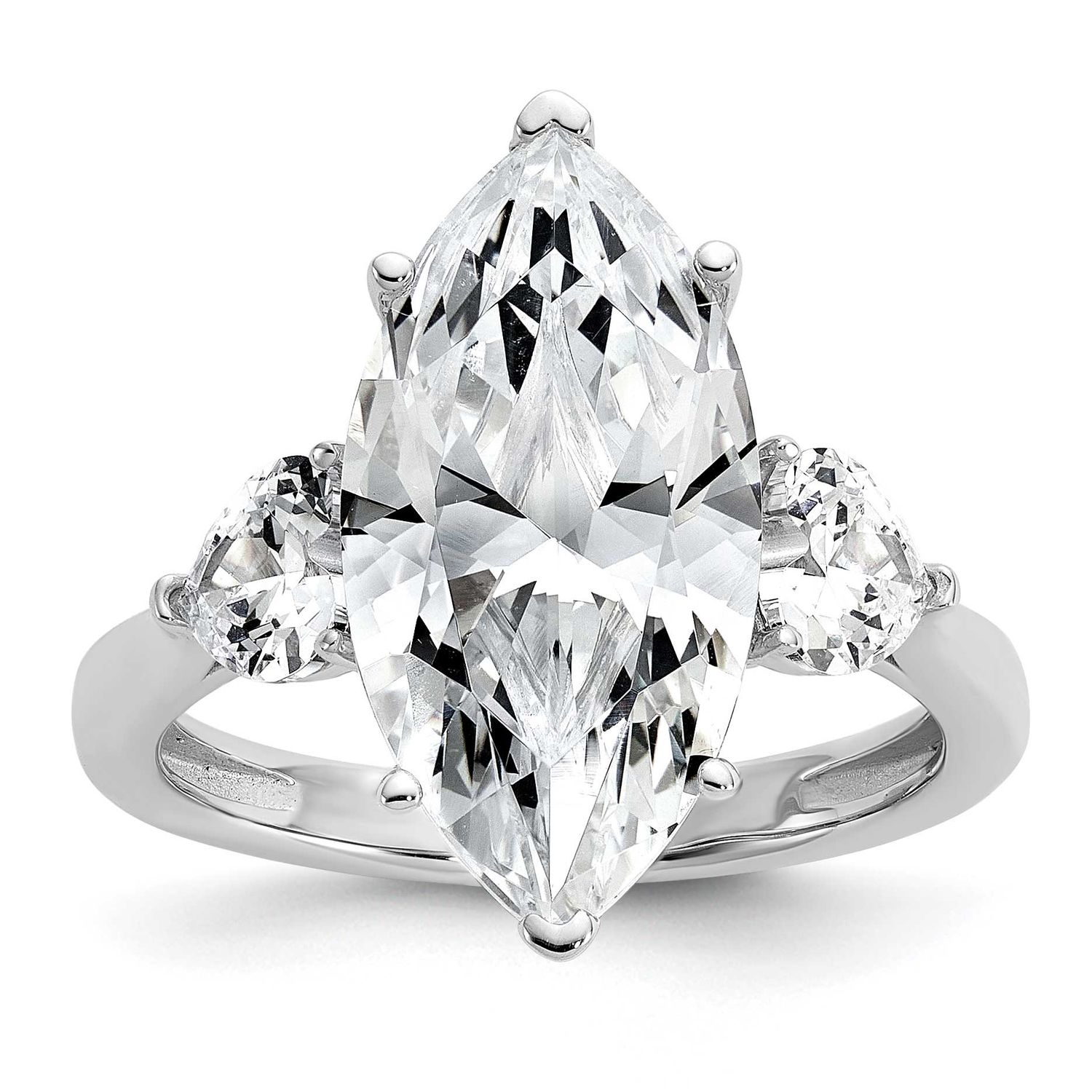 Cheryl M Polished Fancy Marquise &amp; Hearts CZ Ring Sterling Silver Rhodium-plated, QCM1729-8, 196904