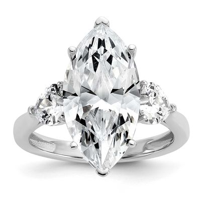 Cheryl M Polished Fancy Marquise &amp; Hearts CZ Ring Sterling Silver Rhodium-plated, QCM1729-8, 196904