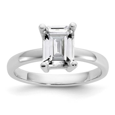 Cheryl M Polished Emerald-cut CZ Ring Sterling Silver Rhodium-plated, QCM1724-6, 196904277577