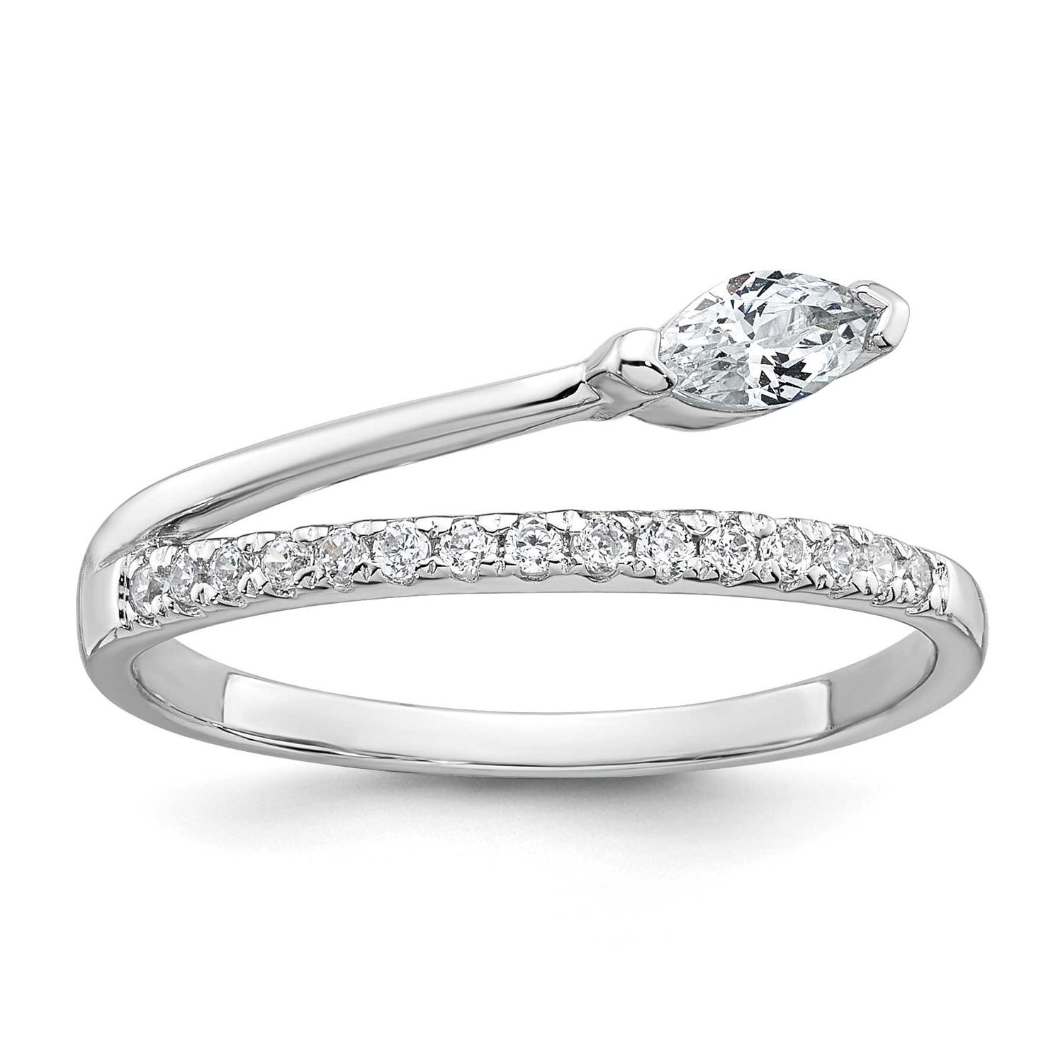 Polished Fancy CZ Ring Sterling Silver Rhodium-plated, QR7736-8,