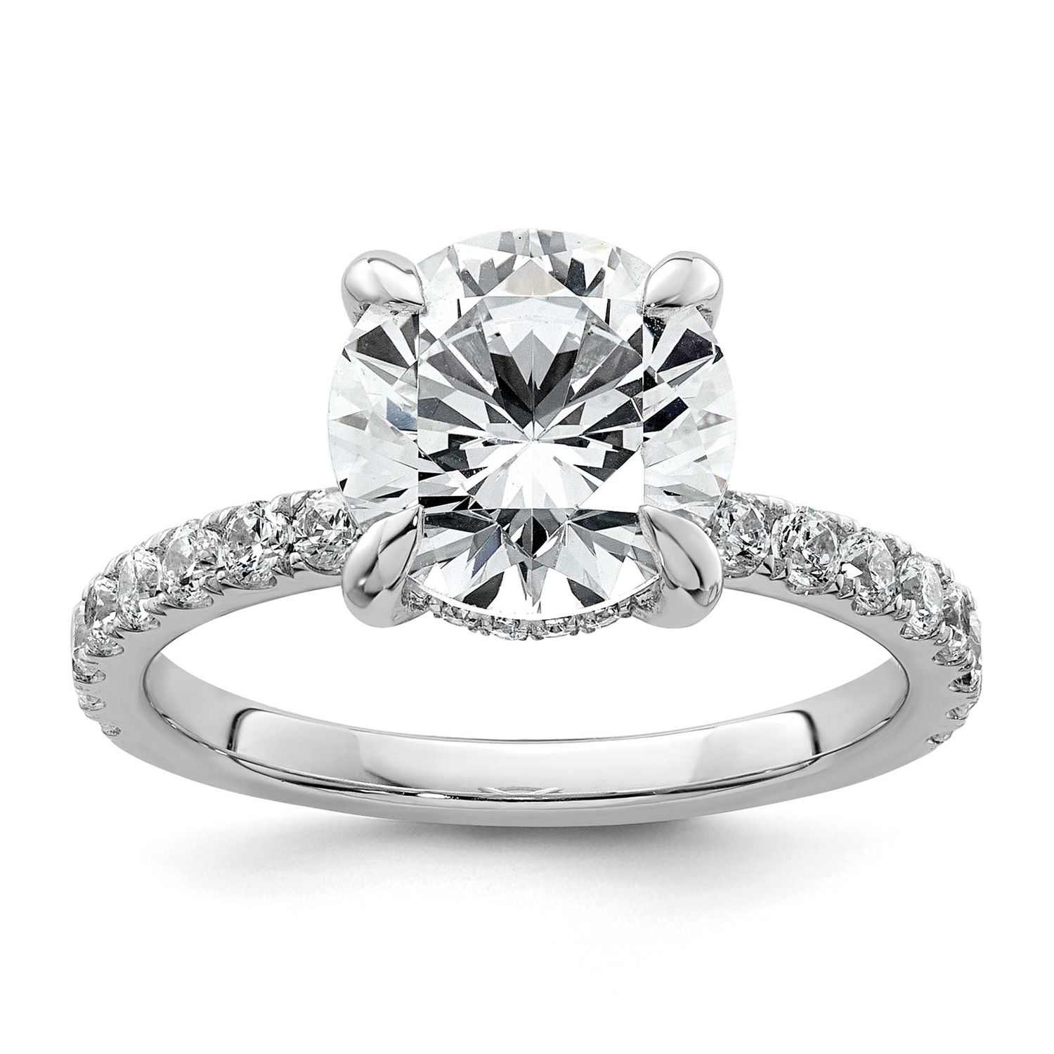 Lab Grown Diamond VS/SI FGH Flair Round Semi Engagement Ring 14k White Gold, RM10536-300-WLG,