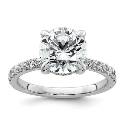 Lab Grown Diamond VS/SI FGH Flair Round Semi Engagement Ring 14k White Gold, RM10536-300-WLG,