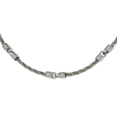 Edward Mirell Cable &amp; Polished Link Necklace Titanium Brushed, EMN149-22.5,