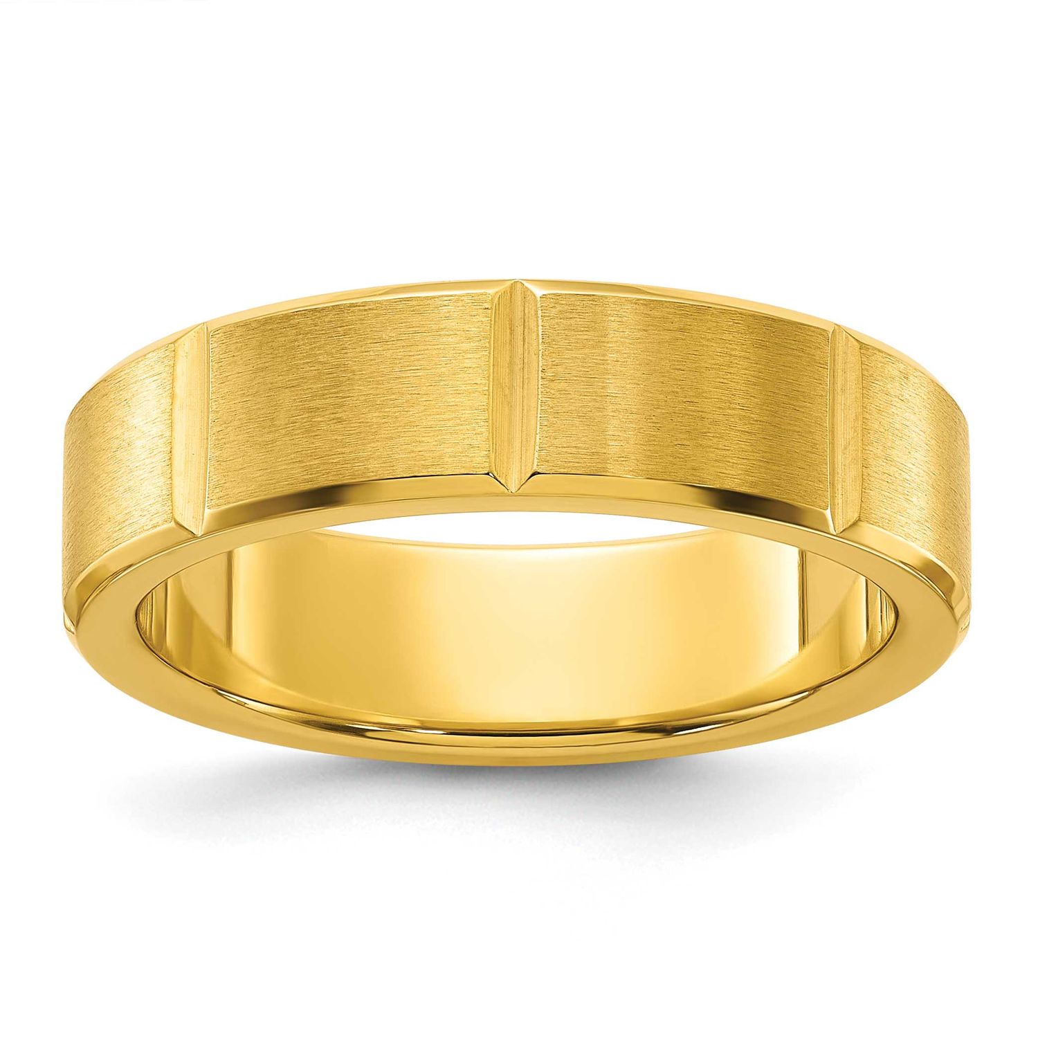 Polished Yellow IP-plated Grooved 6mm Band Stainless Steel Brushed, SR726-13, 196904251089