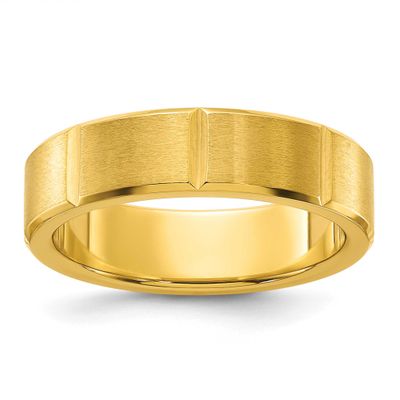 Polished Yellow IP-plated Grooved 6mm Band Stainless Steel Brushed, SR726-13, 196904251089