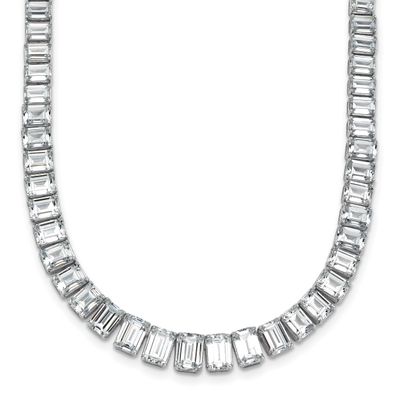 Lab Grown VS/SI FGH Diamond Emerald Graduated Tennis Necklace 14k White Gold, PM10452-WLG-18,