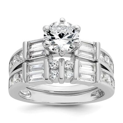 Cheryl M Polished CZ Ring Set Sterling Silver Rhodium-plated, QCM1738-9, 196904277362