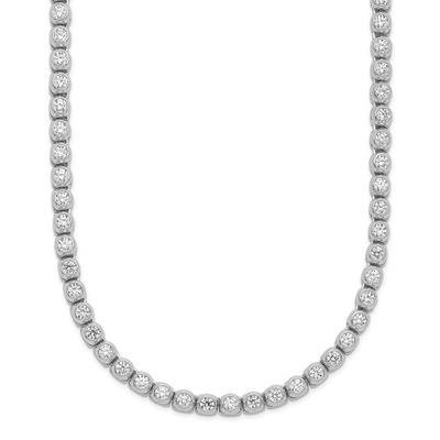 Bezel Set 2.3mm CZ 115 Stone 17 inch Necklace Sterling Silver Rhodium-plated, QSH174-17, 1969043140