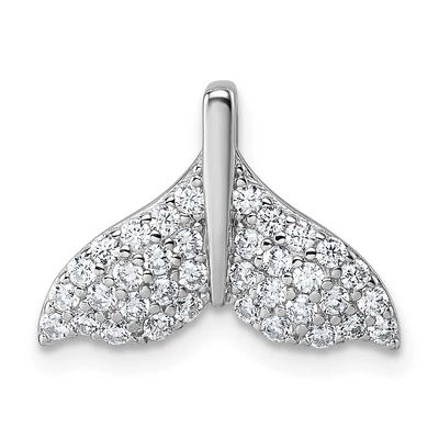 CZ Whale Tail Chain Slide Pendant Sterling Silver Rhodium-plated, QG7240P,