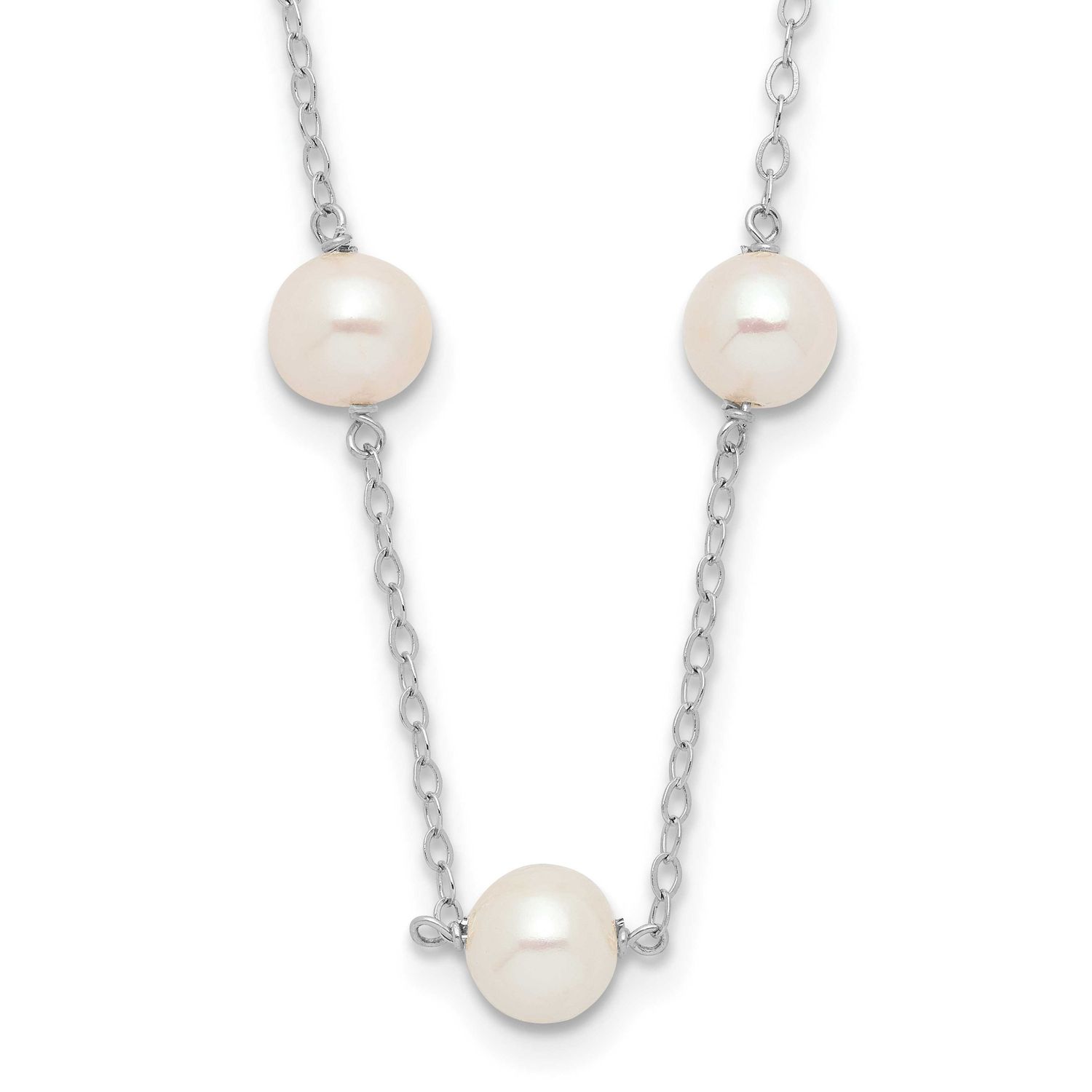 5.5-6.5mm White Near Round Freshwater Cultured Pearl 12-station 16 inch Necklace 10k Gold, 10PR56W-