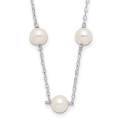 5.5-6.5mm White Near Round Freshwater Cultured Pearl 12-station 16 inch Necklace 10k Gold, 10PR56W-