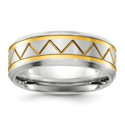 Yellow IP-plated 8mm Band Titanium Brushed and Polished, TB566-10.5, 196904293904