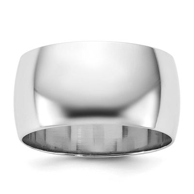 10mm Half Round Band 10k White Gold, 1WHRL100-12.5,