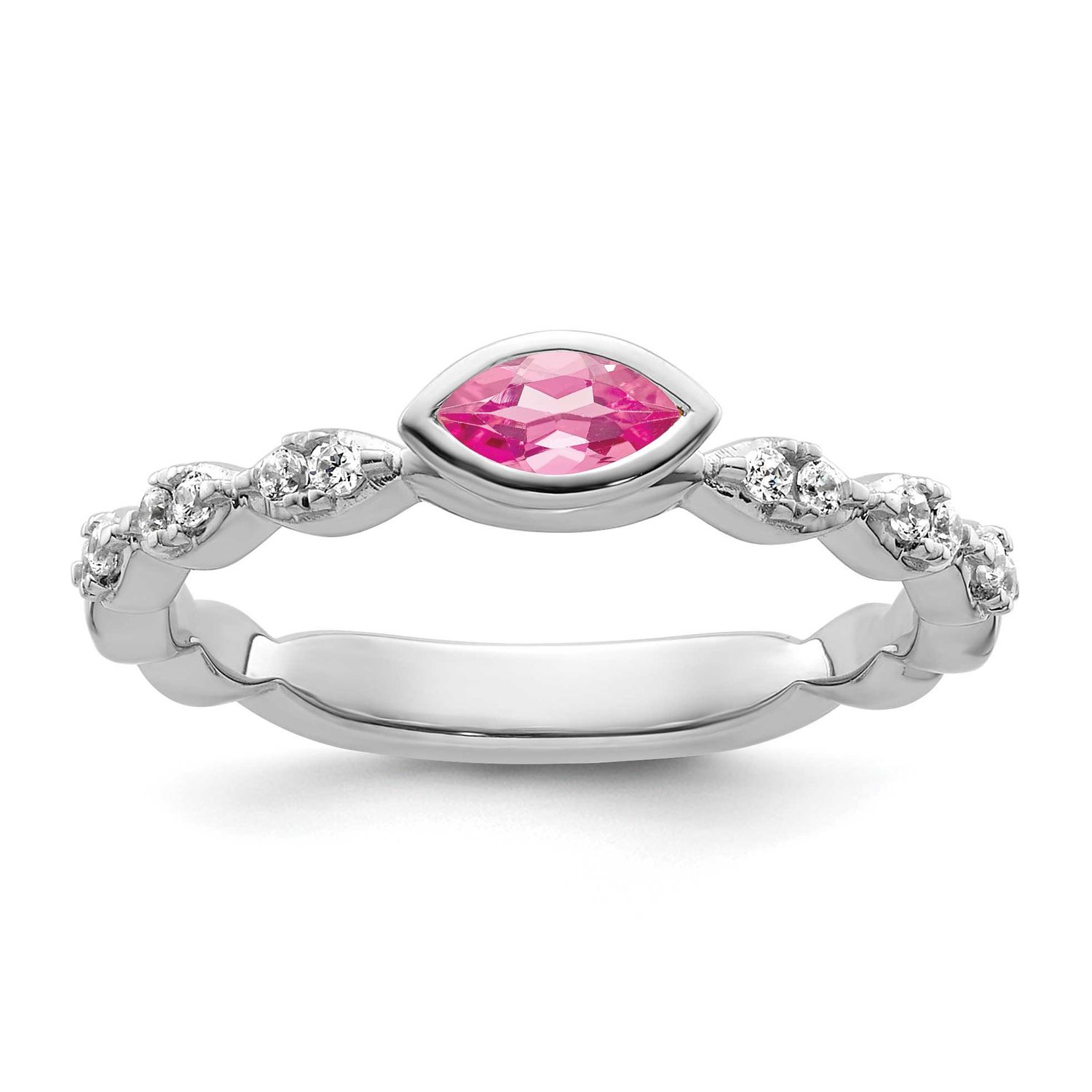Pink Tourmaline and Diamond Ring 14k White Gold, SK2128-5, 196904275290