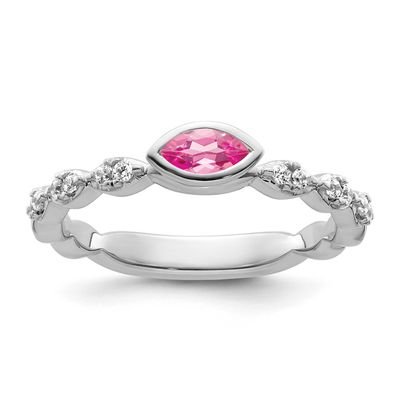 Pink Tourmaline and Diamond Ring 14k White Gold, SK2128-5, 196904275290