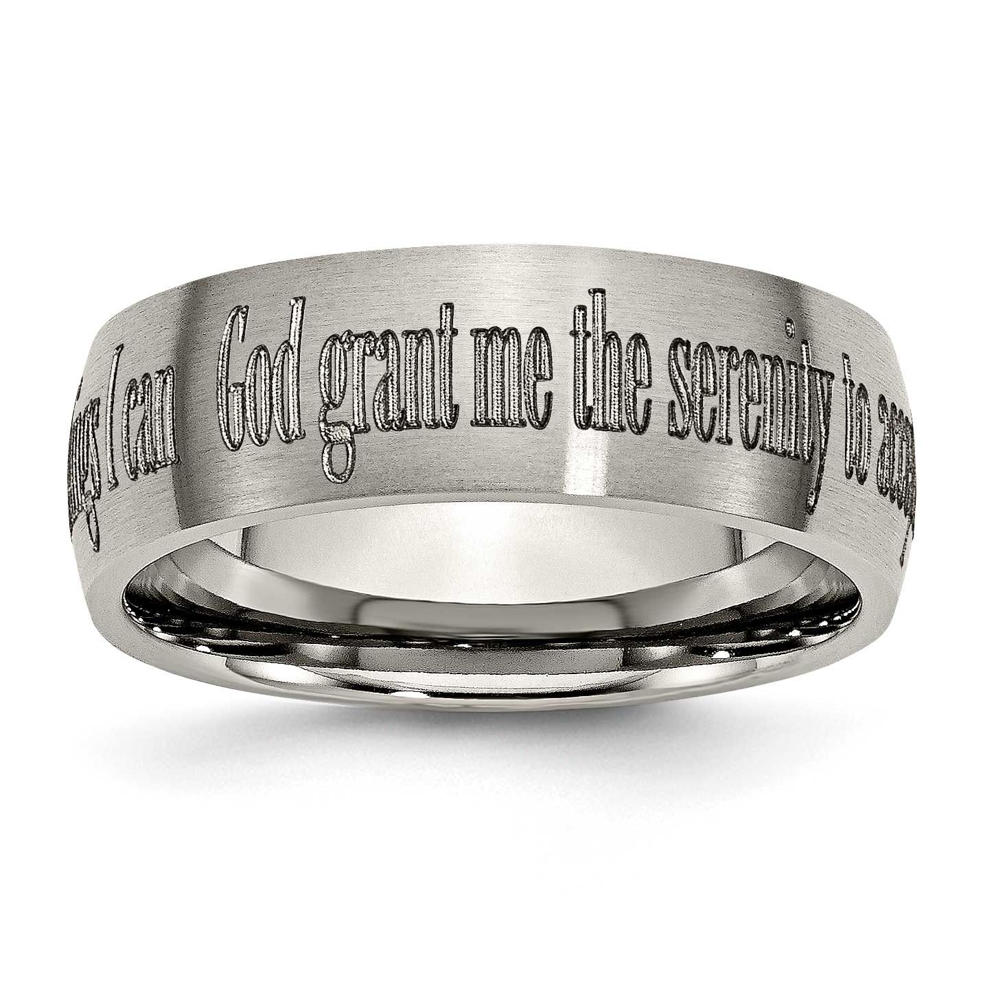 Serenity Prayer Laser Design 8mm Band Titanium Brushed, TB26G-10.5, 886774052687