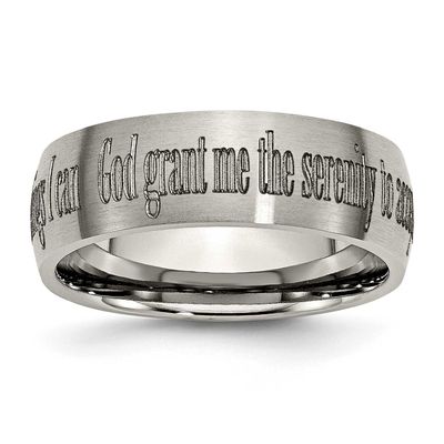 Serenity Prayer Laser Design 8mm Band Titanium Brushed, TB26G-10.5, 886774052687