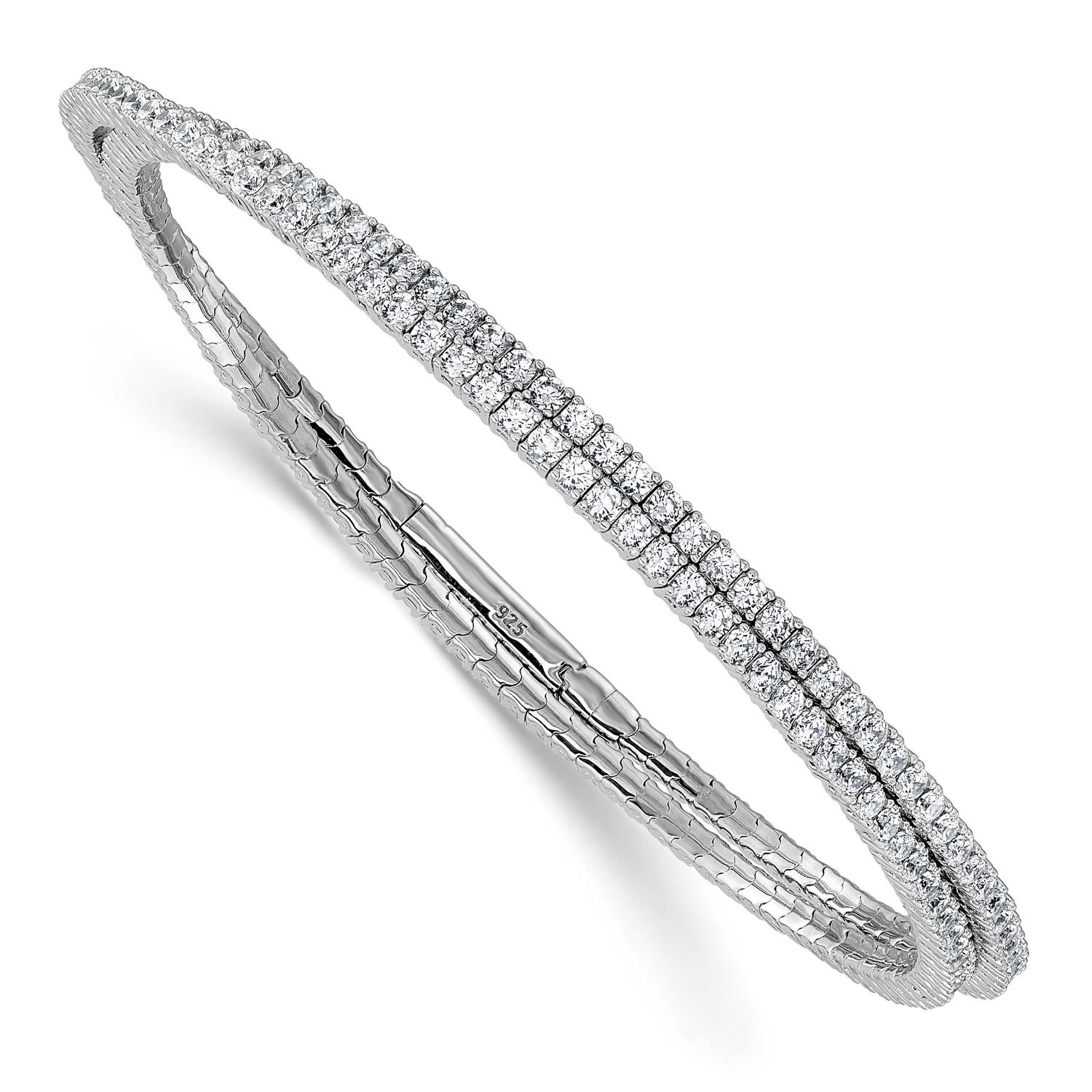1.75mm CZ 192 Stone Wrap Bracelet Sterling Silver Rhodium-plated, QSH126, 196904313855
