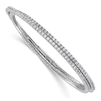 1.75mm CZ 192 Stone Wrap Bracelet Sterling Silver Rhodium-plated, QSH126, 196904313855