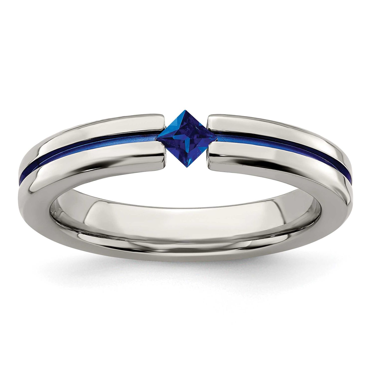 Edward Mirell Sapphire &amp; Blue Anodized 4mm Band Titanium, EMR170-12, 614664069244