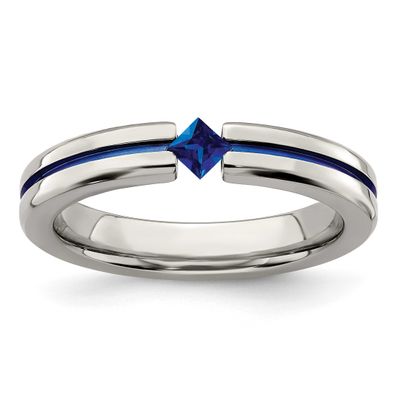 Edward Mirell Sapphire &amp; Blue Anodized 4mm Band Titanium, EMR170-12, 614664069244