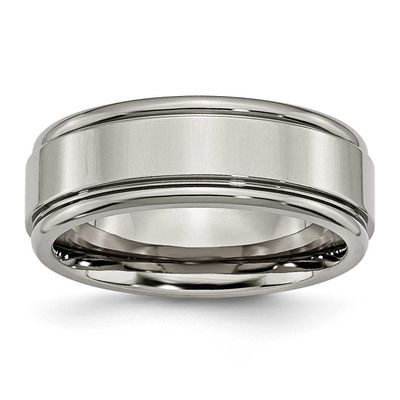 8mm Grooved Edge Band Titanium Polished, TB40-9, 883957813318