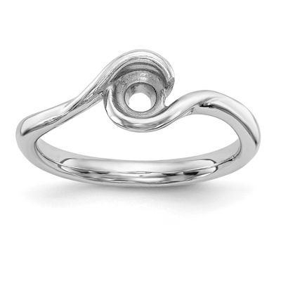 Holds 1/2 carat 5.2mm Round Half-Bezel Bypass Solitaire Engagement Ring Mounting 14k White Gold, RM