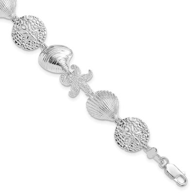 De-Ani Polished Turtle Shell Starfish Clam Bracelet Sterling Silver Rhodium-plated, QH5577-7.25, 63